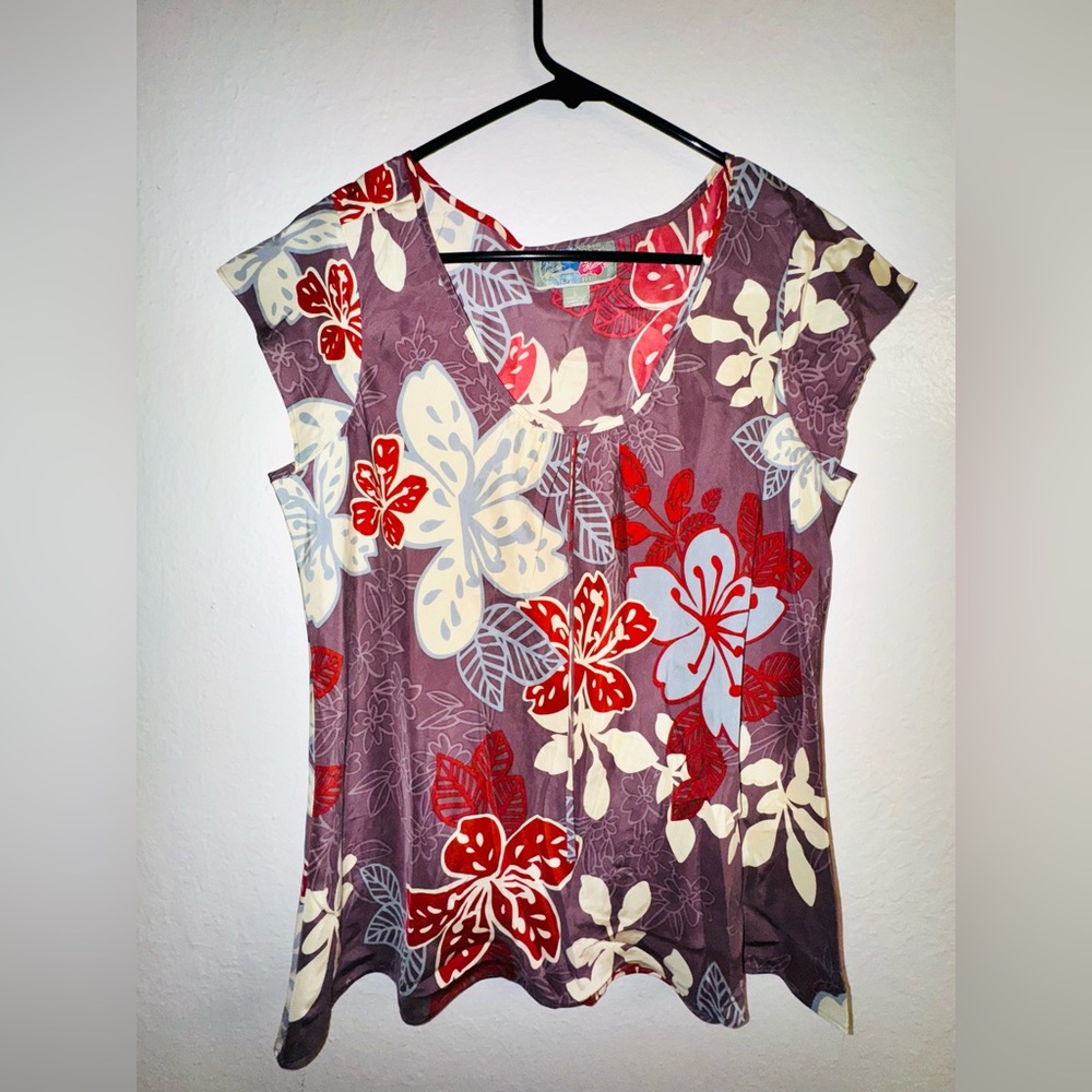 100% silk Floral Women's Top - Multicolor
